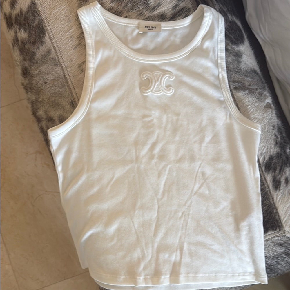 Celine White Classic Tank Top